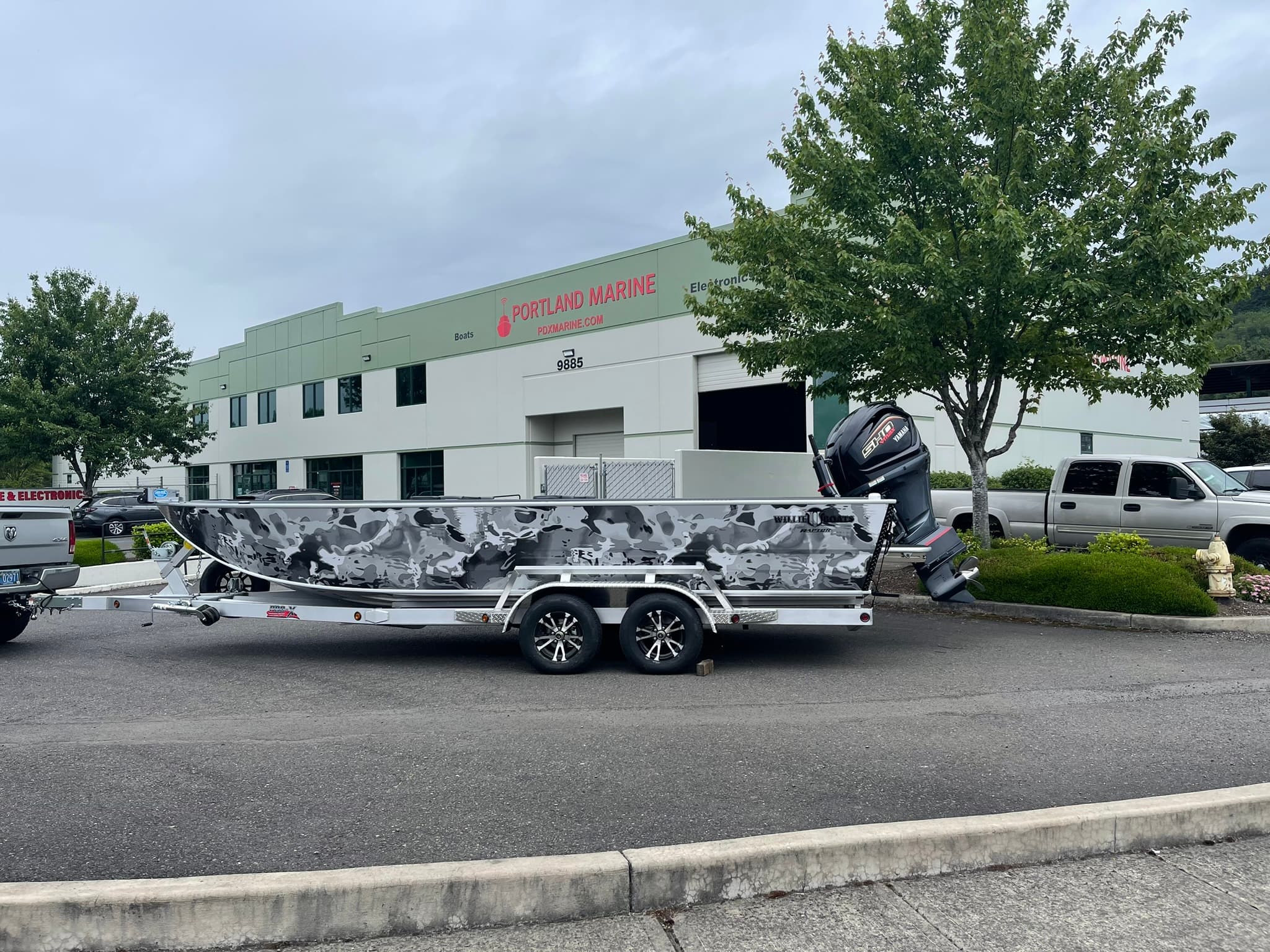 Full side profile of the Willie Raptor with camo wrap