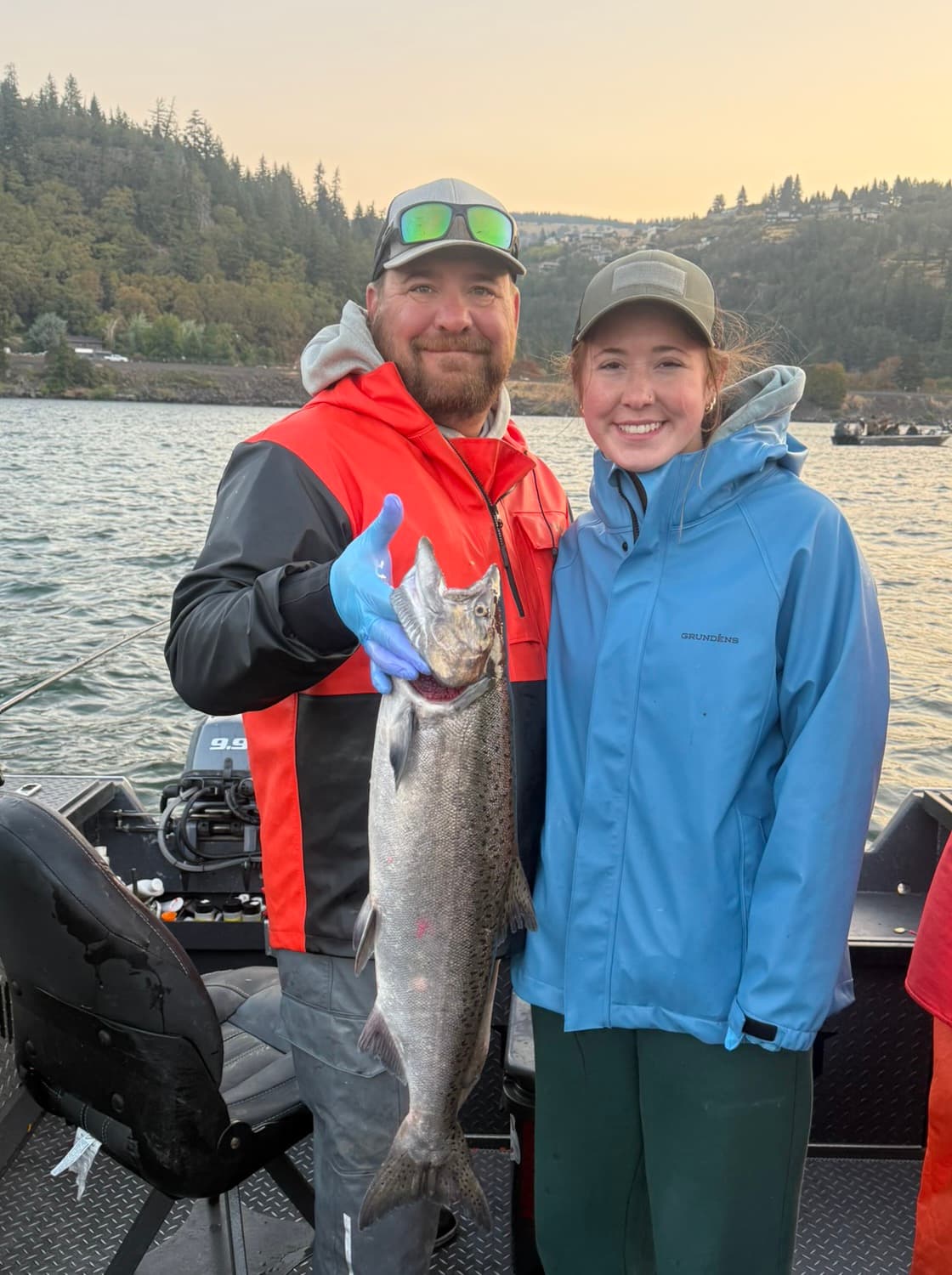 Chris holding a Chinook salmon on the Columbia River
